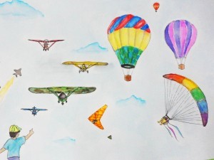 Andrei Zapanta, Grade 10, paints a light watercolor depiction of the thrills of air games.