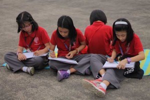 The Grade 3 students focused on their drawings